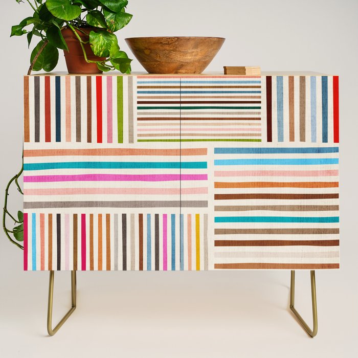 Colorful Lines Playful Modern Artwork Credenza Gallery Image 1