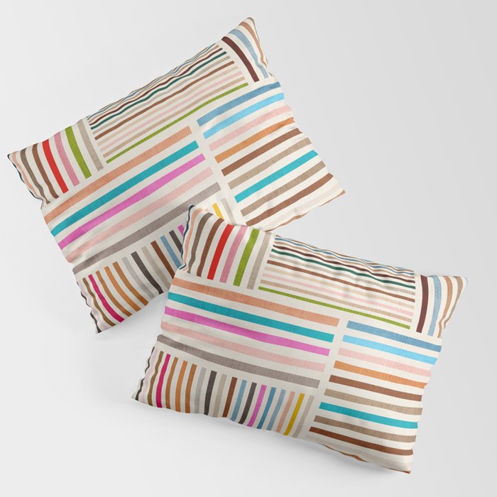 Colorful Lines Playful Modern Artwork Pillow Sham Gallery Image 3