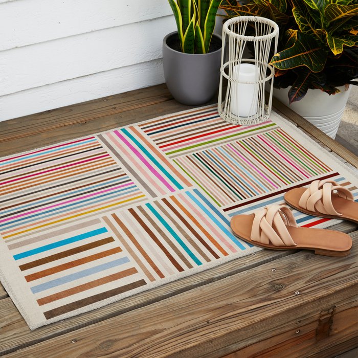 Colorful Lines Playful Modern Artwork Outdoor Rug Gallery Image 2