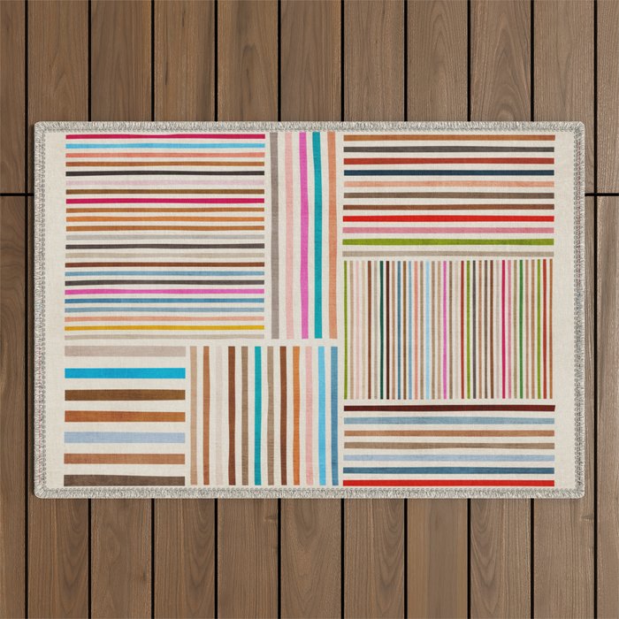 Colorful Lines Playful Modern Artwork Outdoor Rug Gallery Image 1