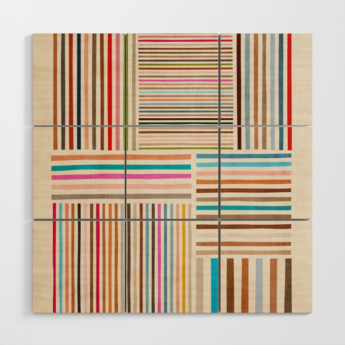 Colorful Lines Playful Modern Artwork Wood Wall Art Gallery Image 1