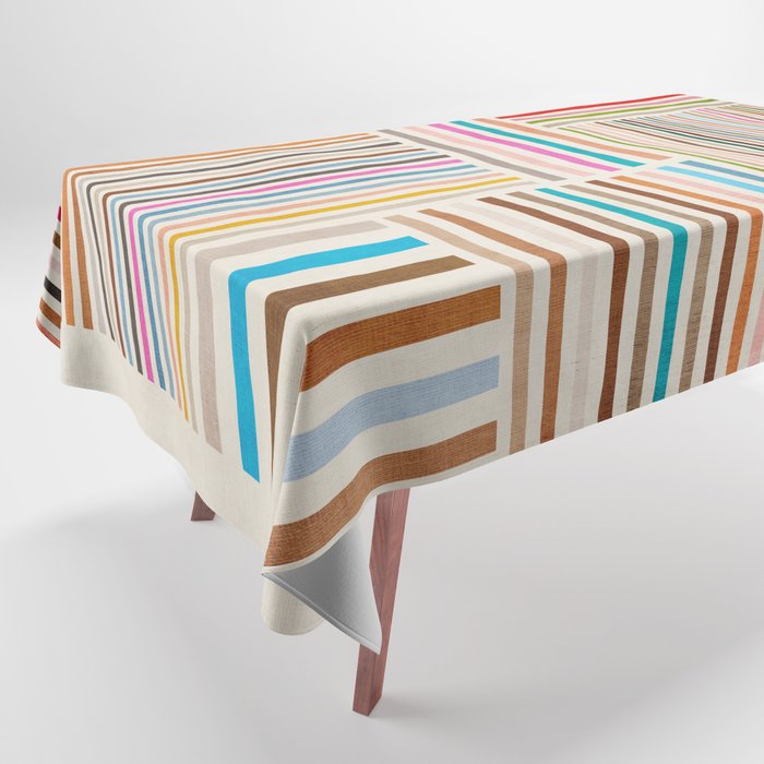 Colorful Lines Playful Modern Artwork Tablecloth Gallery Image 1