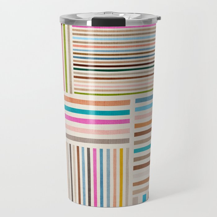 Colorful Lines Playful Modern Artwork Travel Mug Gallery Image 1