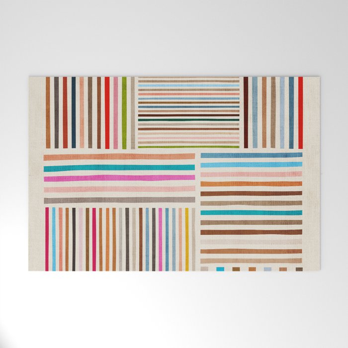 Colorful Lines Playful Modern Artwork Welcome Mat Gallery Image 1