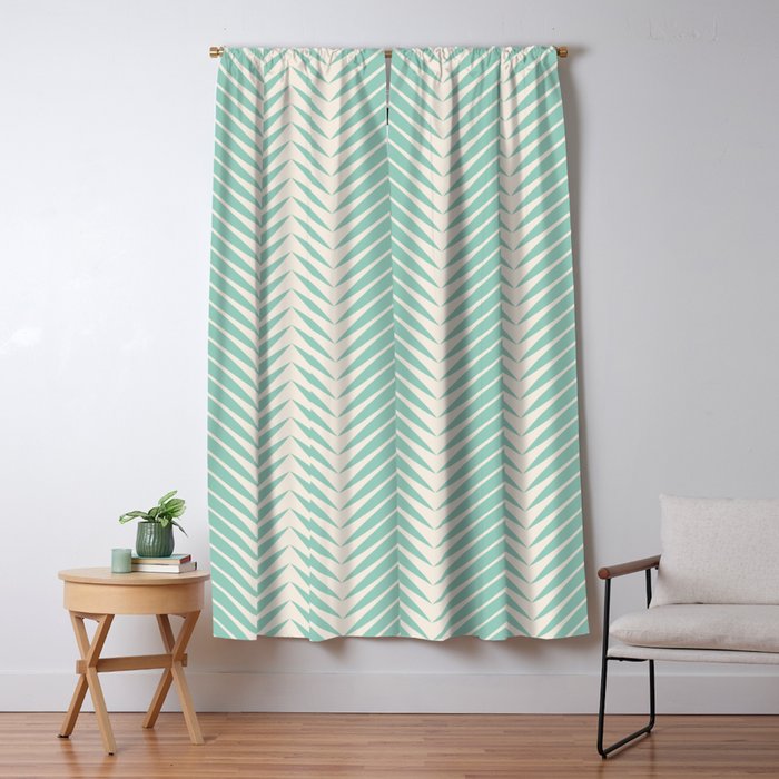 Palm Leaf Pattern - Turquoise Window Curtain Gallery Image 5