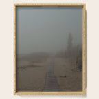 Low Visibility - beach path photograph fog Michigan Serving Tray Gallery Image 1