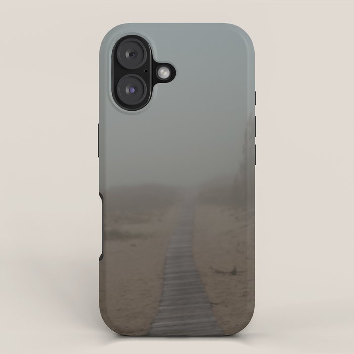 Low Visibility - beach path photograph fog Michigan iPhone Case Gallery Image 1