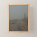 Low Visibility - beach path photograph fog Michigan Mini Art Print Gallery Image 1