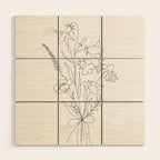Small Wildflowers Minimalist Line Art Wood Wall Art Gallery Image 1