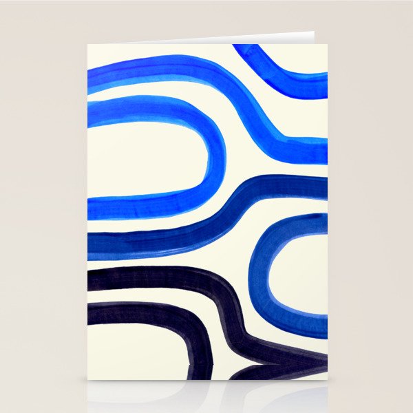Electric Blues Fun Colorful Mid Century Modern Abstract Painting Shapes Pattern Stationery Card Gallery Image 1