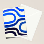 Electric Blues Fun Colorful Mid Century Modern Abstract Painting Shapes Pattern Stationery Card Gallery Image 2