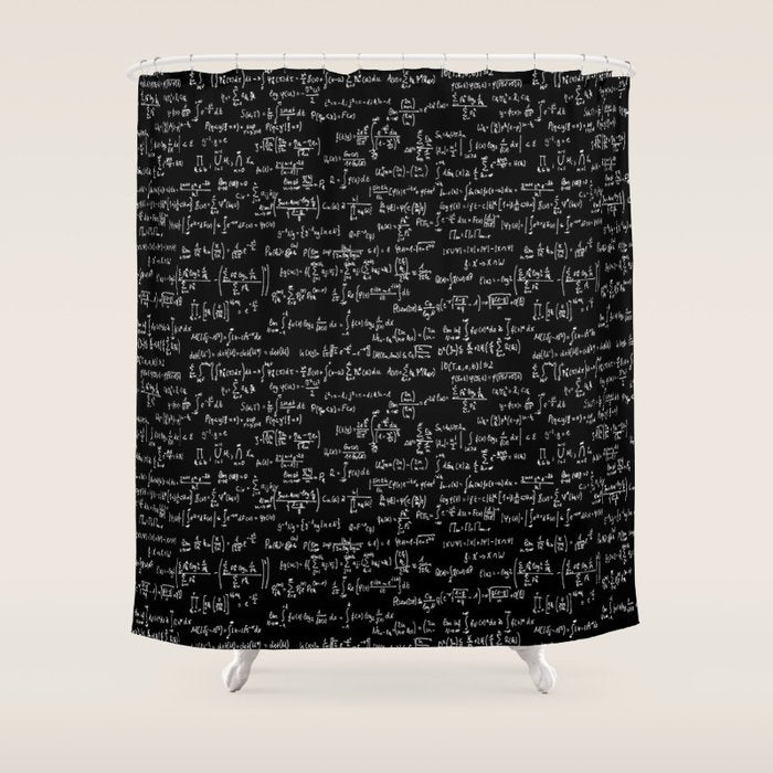 Math Equations // Black Shower Curtain Gallery Image 1