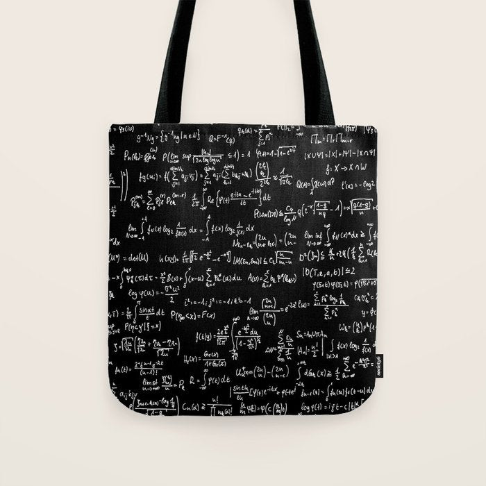 Math Equations // Black Tote Bag Gallery Image 1