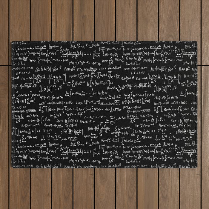 Math Equations // Black Outdoor Rug Gallery Image 1