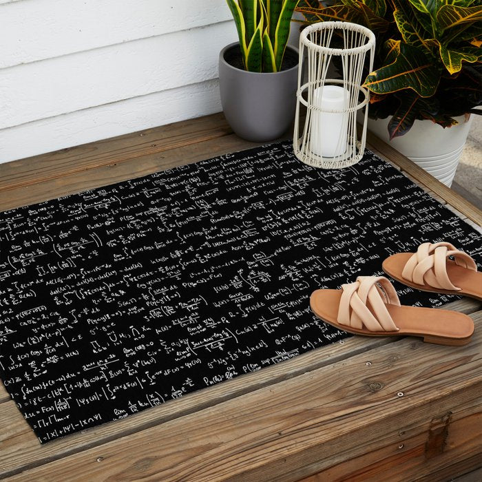 Math Equations // Black Outdoor Rug Gallery Image 2