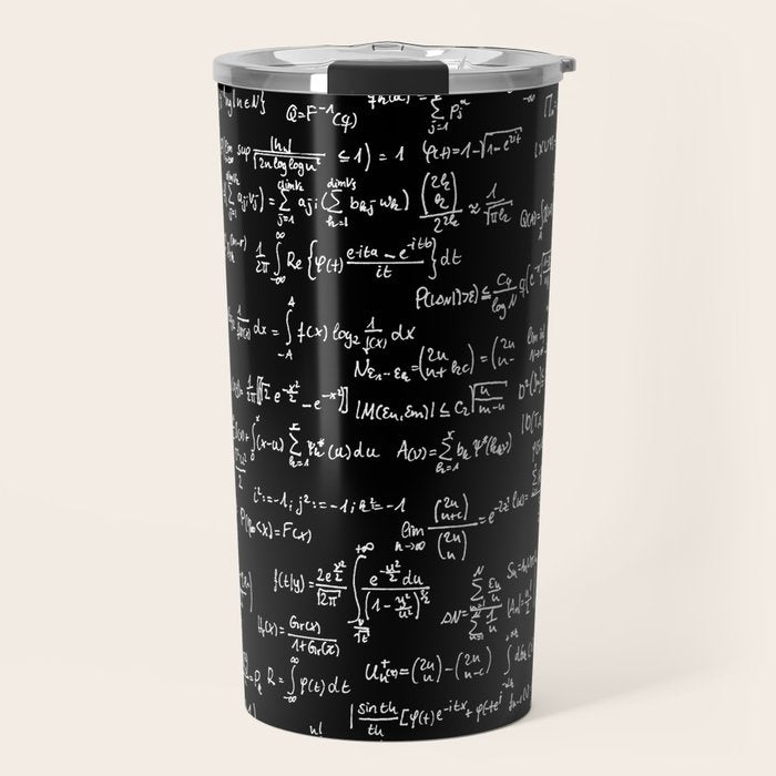 Math Equations // Black Travel Mug Gallery Image 1
