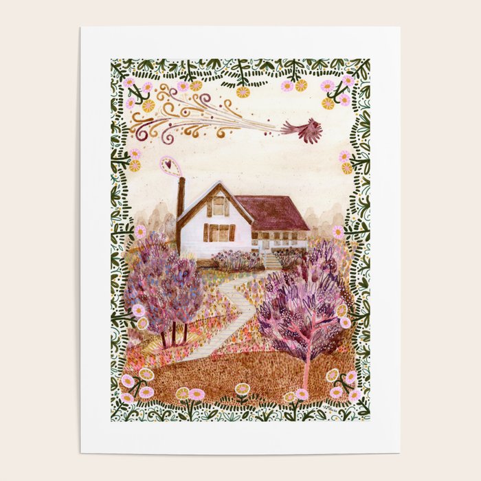 The Old Country Farm in Rustic Brown - Farm House Decor Poster Gallery Image 1