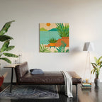 Bali Sunset View in Teal and Orange Wood Wall Art Gallery Image 2