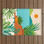 Bali Sunset View in Teal and Orange Outdoor Rug Gallery Image 1