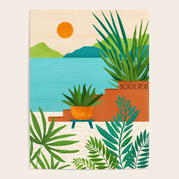 Bali Sunset View in Teal and Orange Poster Gallery Image 4