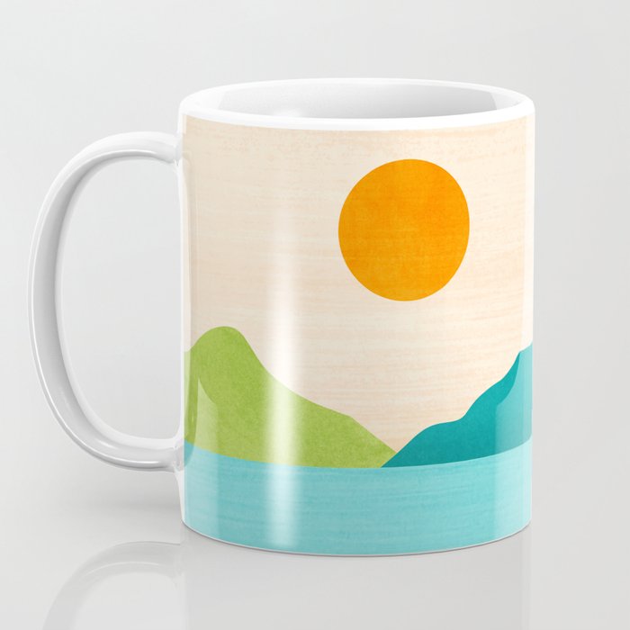 Bali Sunset View in Teal and Orange Coffee Mug Gallery Image 3