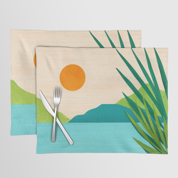 Bali Sunset View in Teal and Orange Placemat Gallery Image 1