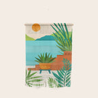 Bali Sunset View in Teal and Orange Wall Hanging Gallery Image 1