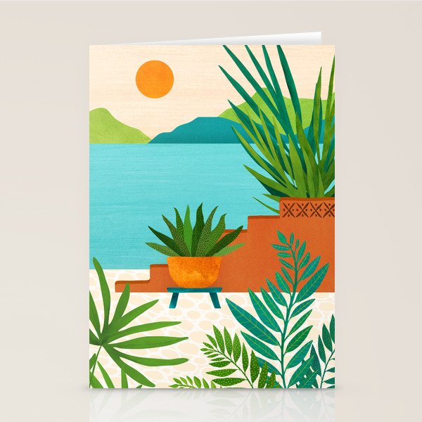 Bali Sunset View in Teal and Orange Stationery Card Gallery Image 2