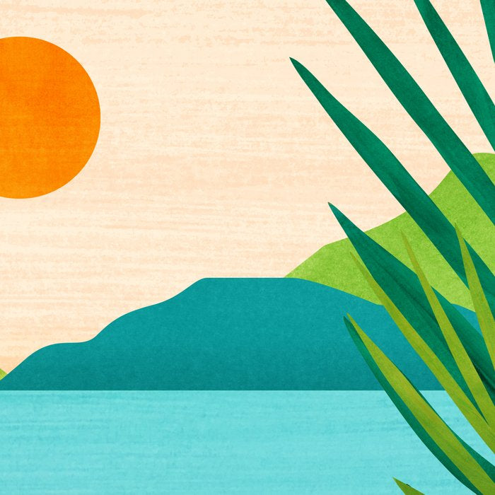 Bali Sunset View in Teal and Orange Coffee Mug Gallery Image 2