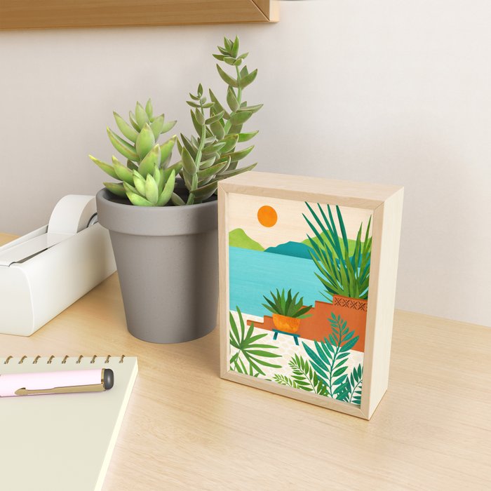 Bali Sunset View in Teal and Orange Mini Art Print Gallery Image 2