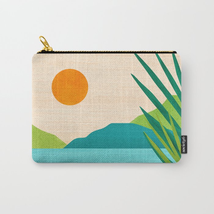 Bali Sunset View in Teal and Orange Carry All Pouch Gallery Image 1