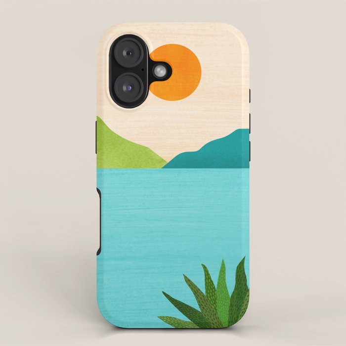Bali Sunset View in Teal and Orange iPhone Case Gallery Image 1