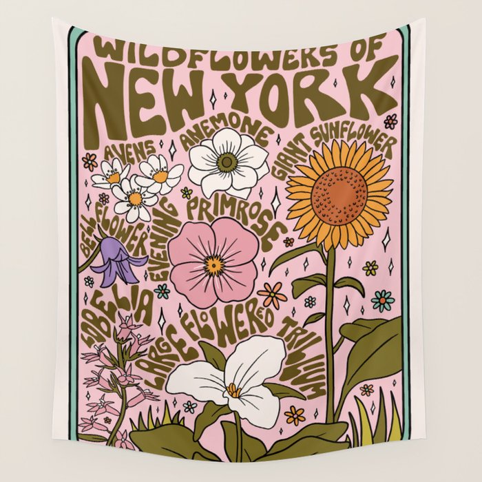 New York Wildflowers Wall Tapestry Gallery Image 1