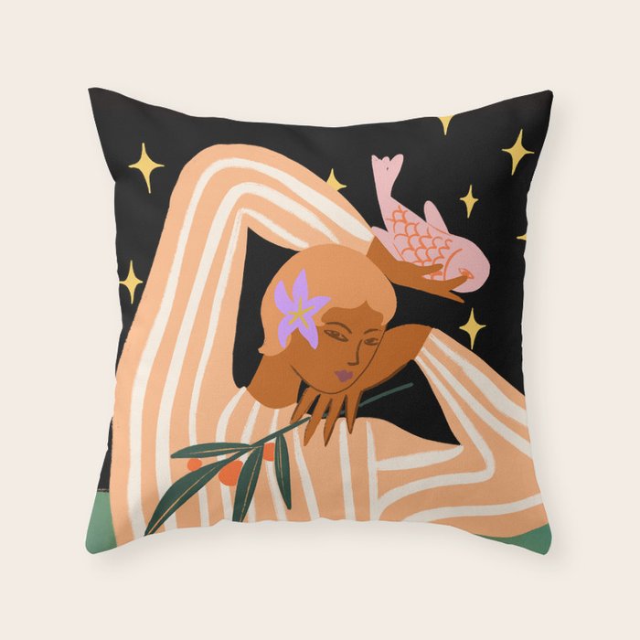 Fish and Tangerine Throw Pillow Gallery Image 6