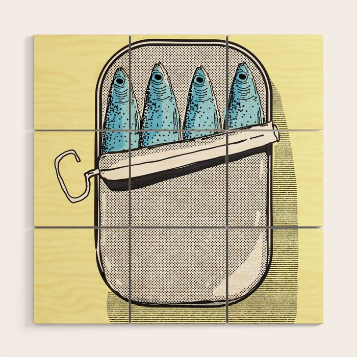 Pilchard fish in a tin Wood Wall Art Gallery Image 1