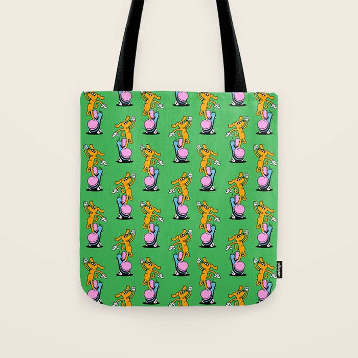 Retro dog cartoon character pattern Tote Bag Gallery Image 1