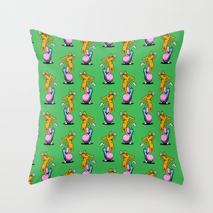 Retro dog cartoon character pattern Throw Pillow Gallery Image 6