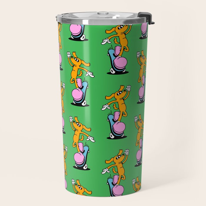 Retro dog cartoon character pattern Travel Mug Gallery Image 2