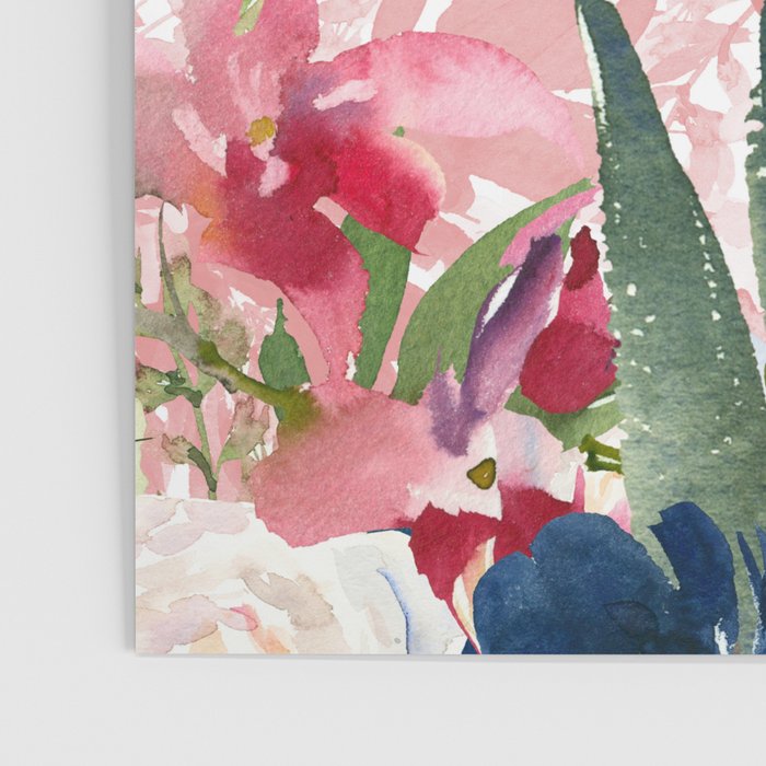 Watercolor pink navy blue burgundy mint floral Poster Gallery Image 3