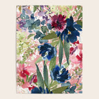 Watercolor pink navy blue burgundy mint floral Poster Gallery Image 4
