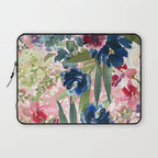 Watercolor pink navy blue burgundy mint floral Laptop Sleeve Gallery Image 1