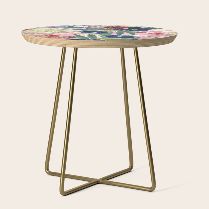 Watercolor pink navy blue burgundy mint floral Side Table Gallery Image 1