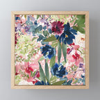Watercolor pink navy blue burgundy mint floral Mini Art Print Gallery Image 1