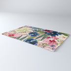 Watercolor pink navy blue burgundy mint floral Rug Gallery Image 3