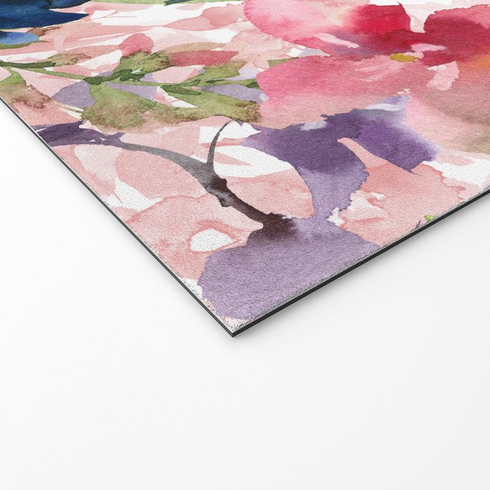 Watercolor pink navy blue burgundy mint floral Welcome Mat Gallery Image 2