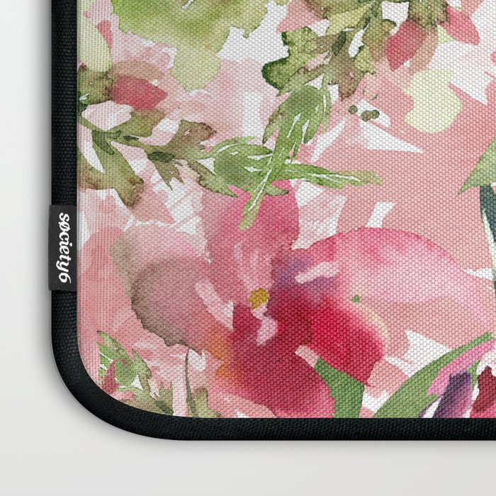 Watercolor pink navy blue burgundy mint floral Laptop Sleeve Gallery Image 3