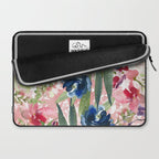 Watercolor pink navy blue burgundy mint floral Laptop Sleeve Gallery Image 2