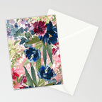 Watercolor pink navy blue burgundy mint floral Stationery Card Gallery Image 2