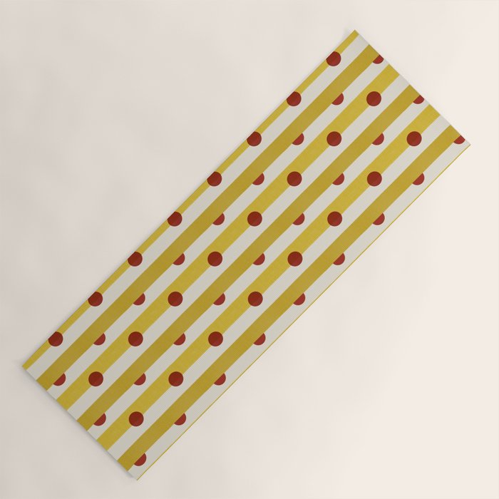 Yellow Stripes and Red Dots Pattern with Texture Yoga Mat Gallery Image 1