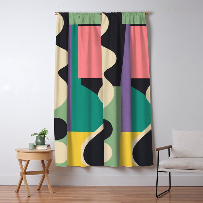 Colorful Geometric Abstract Art 21 Window Curtain Gallery Image 5